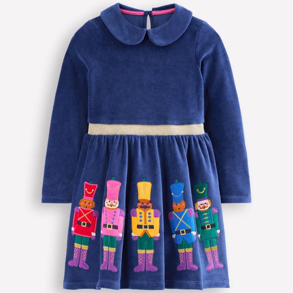 NWOT Mini Boden Velour Appliqué Dress
